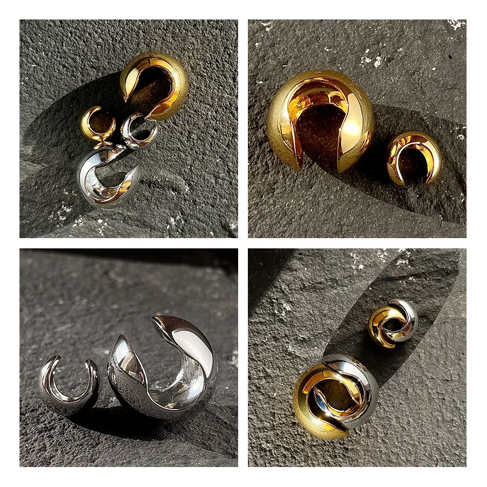 ENFASHION Punk Ball Ear Cuff Clip On Earrings For Women Gold Color Rock Pea Earings Without Piercing Pendientes Mujer EC191038