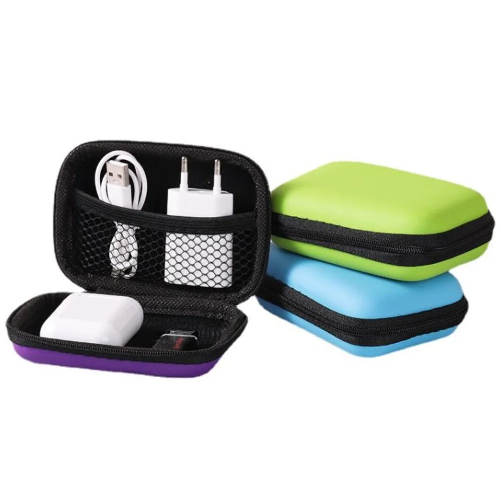 EVA Zipper Earphones Earbuds Hard Cases Box Carrying Storage Bags Pouch Portable PU Cover Holder For Card USB Cable