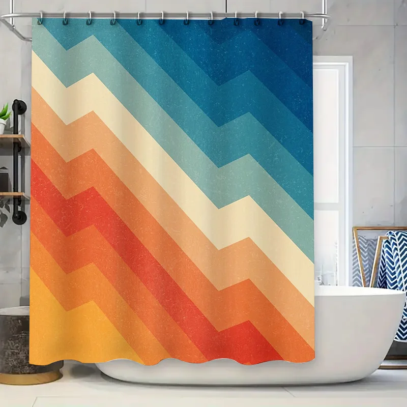 

Bathroom Shower Curtain Waterproof Vintage Farmhouse Coastal Blue Green Abstract Art Decor Home Textile for Sale