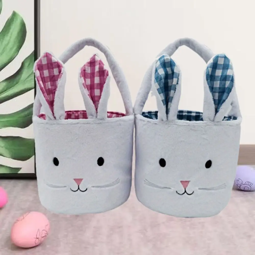 Cute Cloth Easter Basket Soft Decorative Rabbit Candy Bag Hand-Held with Ears Children's Easter Basket Easter Party Gifts