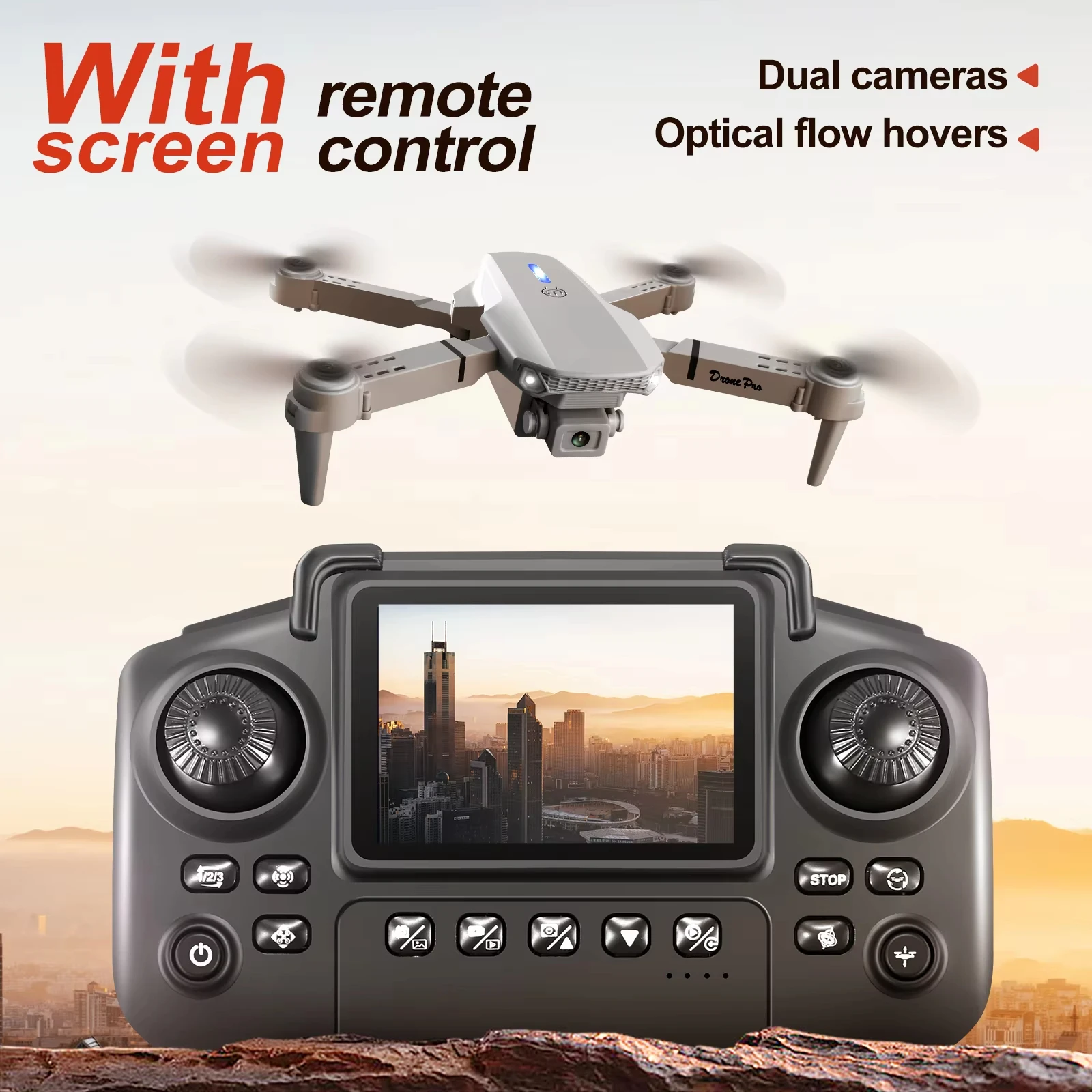 E88 Pro 4K Neue Verbesserte Drohne mit Doppelkamera HD Luftbildfotografie Drohne mit Bildschirm Faltbarer Quadcopter RC-Spielzeug für Kinder Jungen Geschenke