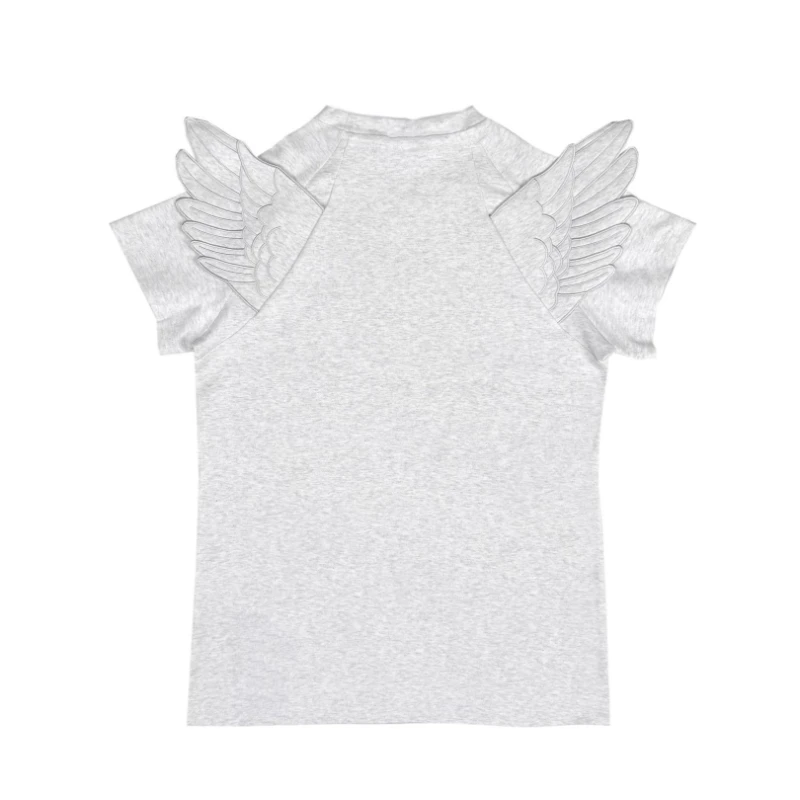 Y2k Aesthetics Letter Print Casual T-shirt Summer Angel's Wings Kawaii Cute Grunge Tees Women Harajuku Streetwear Vintage Tops