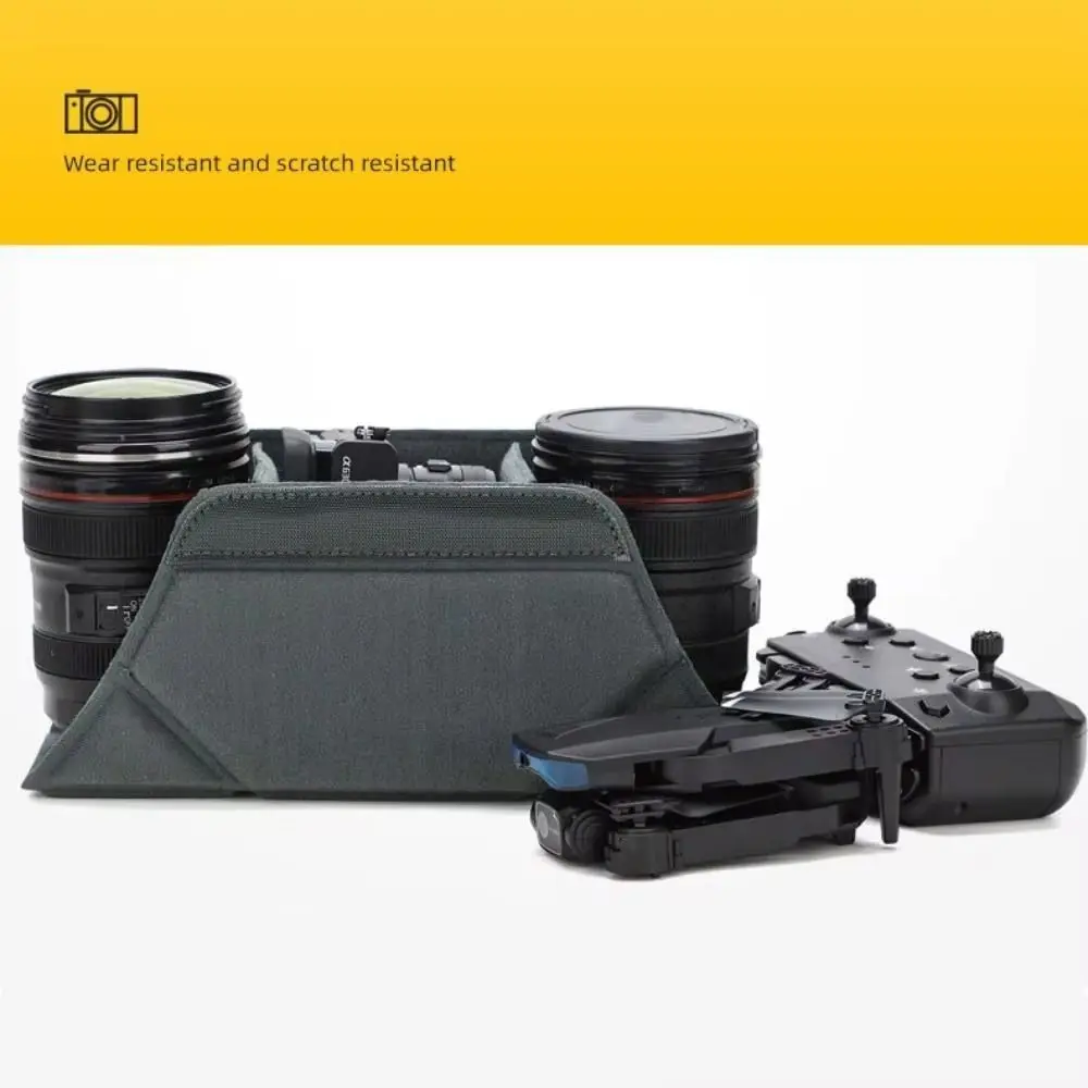 Foldable Camera Lens Inner Bag Moisture-proof Shock-proof SLR Liner Bag Padded Compartments Interior Dividers DSLR Insert Bag