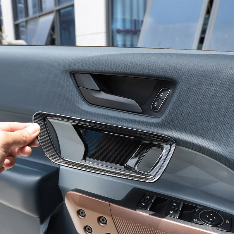 

For Ford Maverick 2022 2023 2024 ABS Carbon Fiber Car Door Inner Handle Decorative Frame Stickers Car Interior Accessories