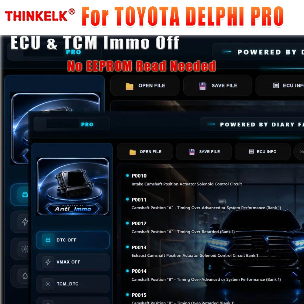 2026 For TOYOTA DELPHI PRO Software ECU & TCM Immo Off Works via DTC Reading Lifetime use, no annual fee  for Toyota Delphi ECUs