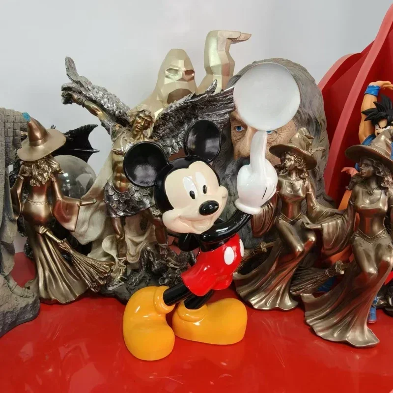 24cm Disney Mickey Mouse Creative Decor Holding Crystal Ball Mickey Cartoon Sculpture  Desktop Ornaments Home Brithday Gifts Toy