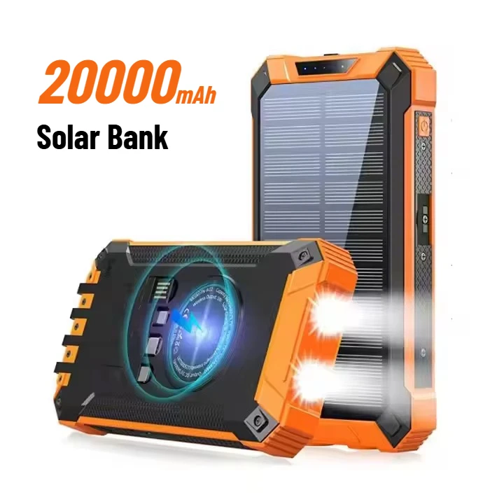 

20000mAh Solar Wireless Portable Power Bank - QC 3.0 Fast Charge | Type-C Input | Outdoor Charger for Phones, Camping & Hiking