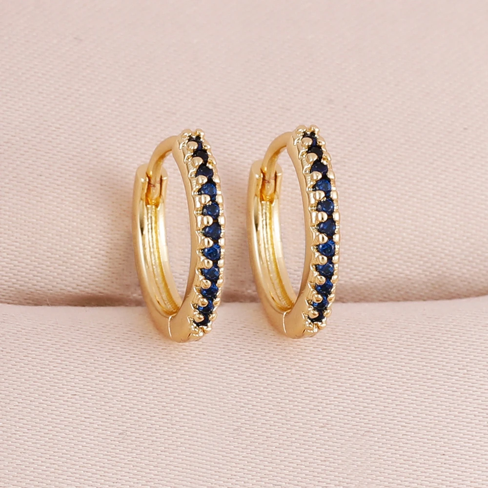 Trendy Evil Eye Gold Plated Hoop Earrings For Women Zircon Blue Eye Drop Earrings Lucky Amulet Dainty Jewelry Gifts - view 6