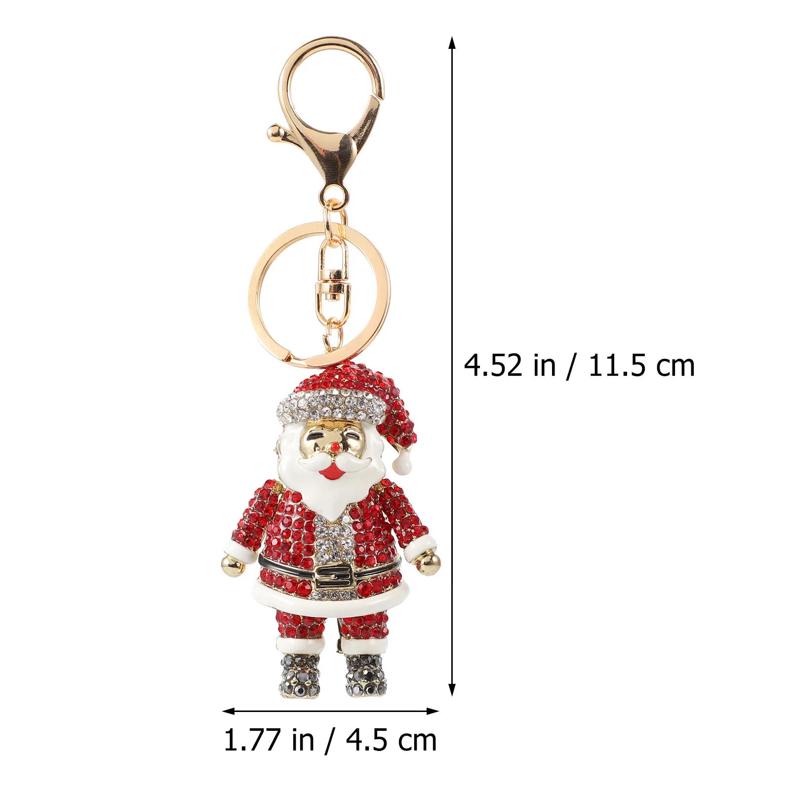 

Creative Santa Clause Crystal Alloy Keychain Stylish Christmas Gift Reflective Rhinestone Lightweight Durable Exquisite
