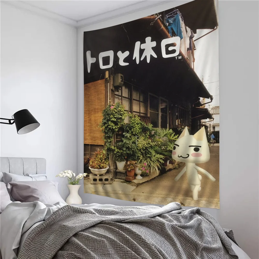 Inoue Toro CUTE Cat Tapestry Anime Tapestry Hanging Tarot Hippie Wall Rugs Dorm Wall Hanging Sheets