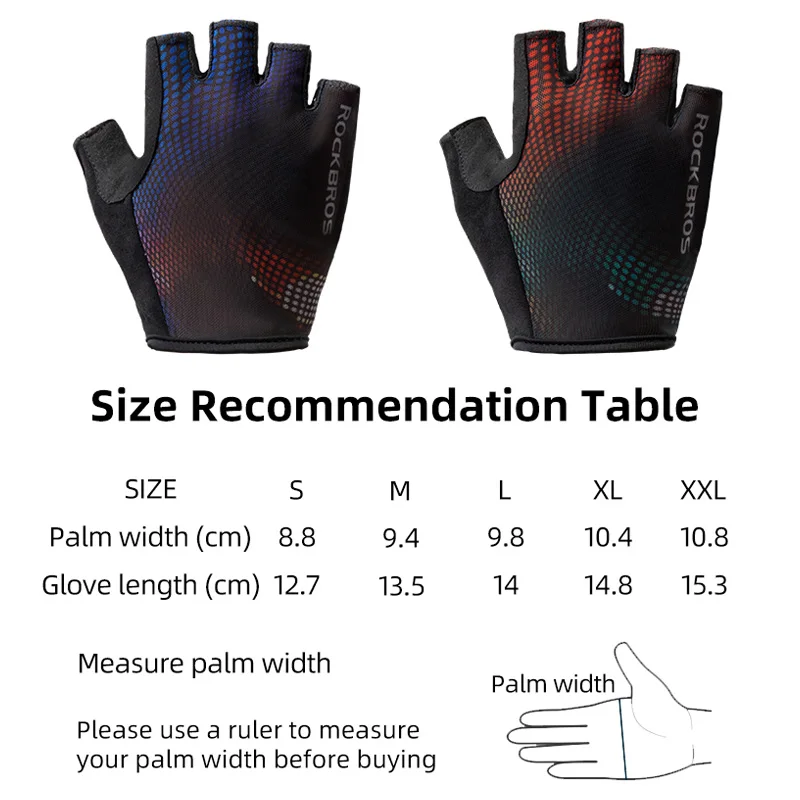 ROCKBROS Spring Summer Short Cycling Gloves Shockproof Non-Slip MTB Road Bicycle Gloves Microfiber Palm Protection Fashion Glove