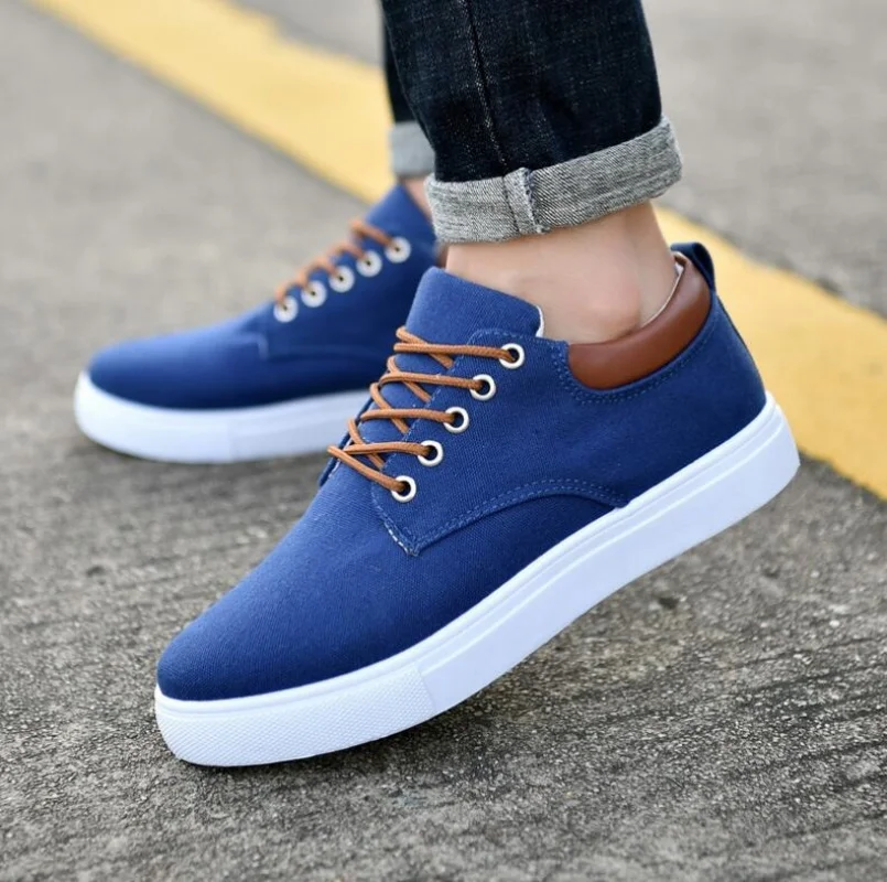 Men Shoes Canvas Sneakers Flats Lace up Leisure Loafers Fashion Comfort Rubber Sole Non Slip Sneakers Size 39-46