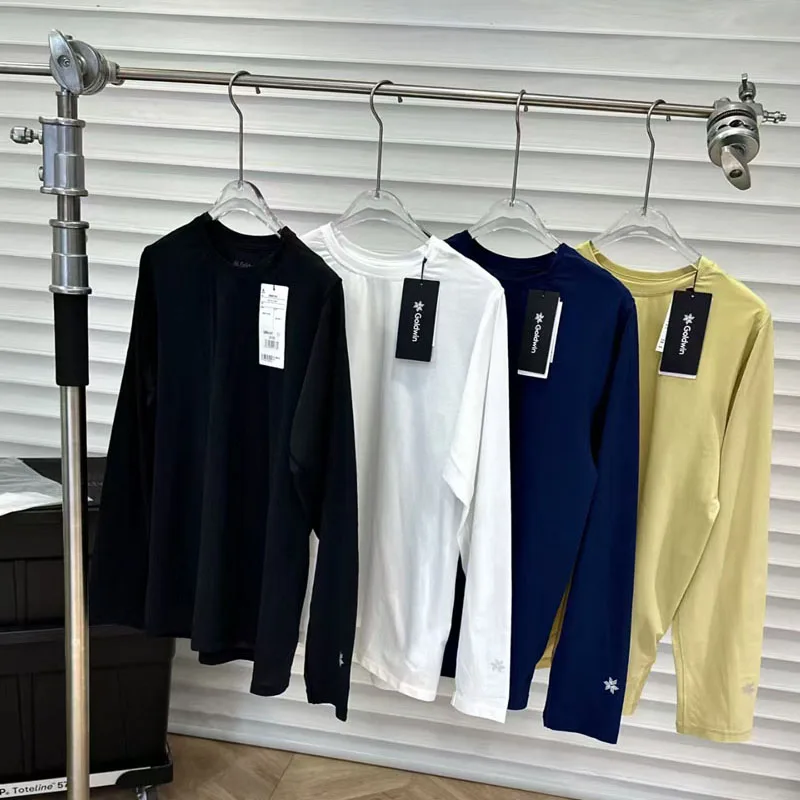 

Японская вафельная футболка Goldwin с длинным рукавом для мужчин и женщин, классический размер с принтом, бирка, высокое качество, быстросохнущая дышащая свободная футболка, топы