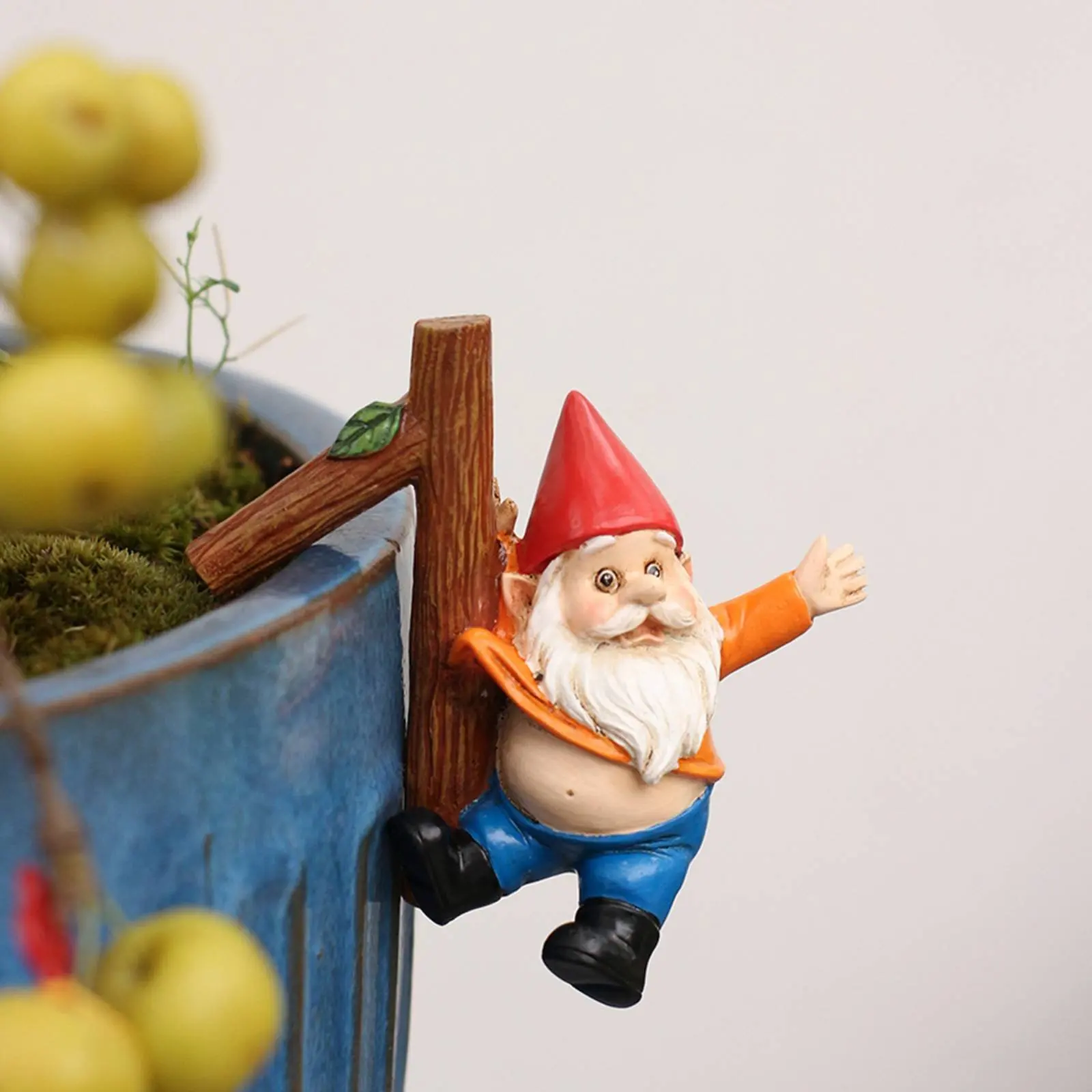 Flower Pot Hugger Gnome Cute Design Hanging Gnome Figurine Hanging Dwarf Decoration Mini Size Pot Fairy Ornament Hand Painted view 4
