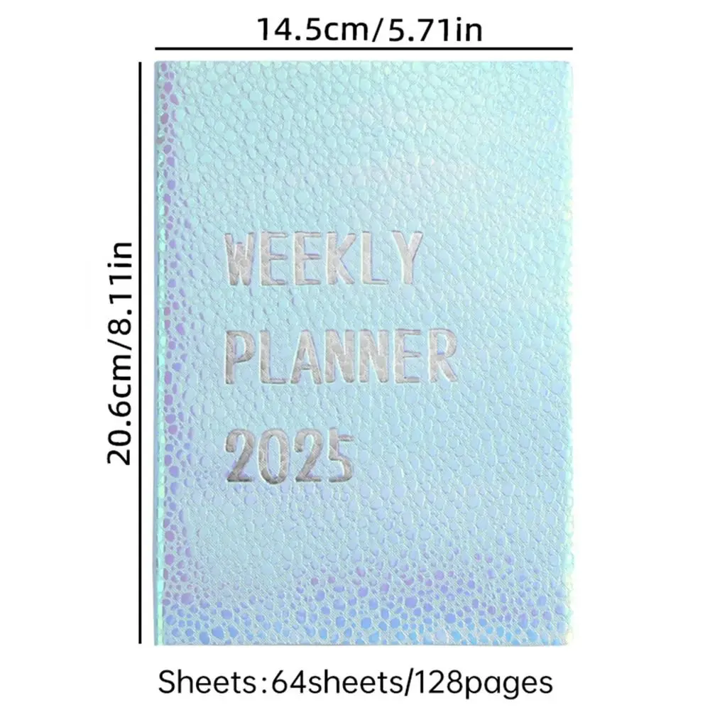 Bling 2025 Schedule Planner Notepad Colorful English Efficiency Plan Notebook 12 Months Taking Notes A5 Leather Calendar