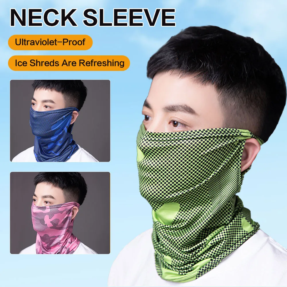 Ice Silk Mask Summer Men Women Sunscreen Cool Face Cover Headscarf Cycling Fishing Hanging Ear Scarf Breathable Face Mask