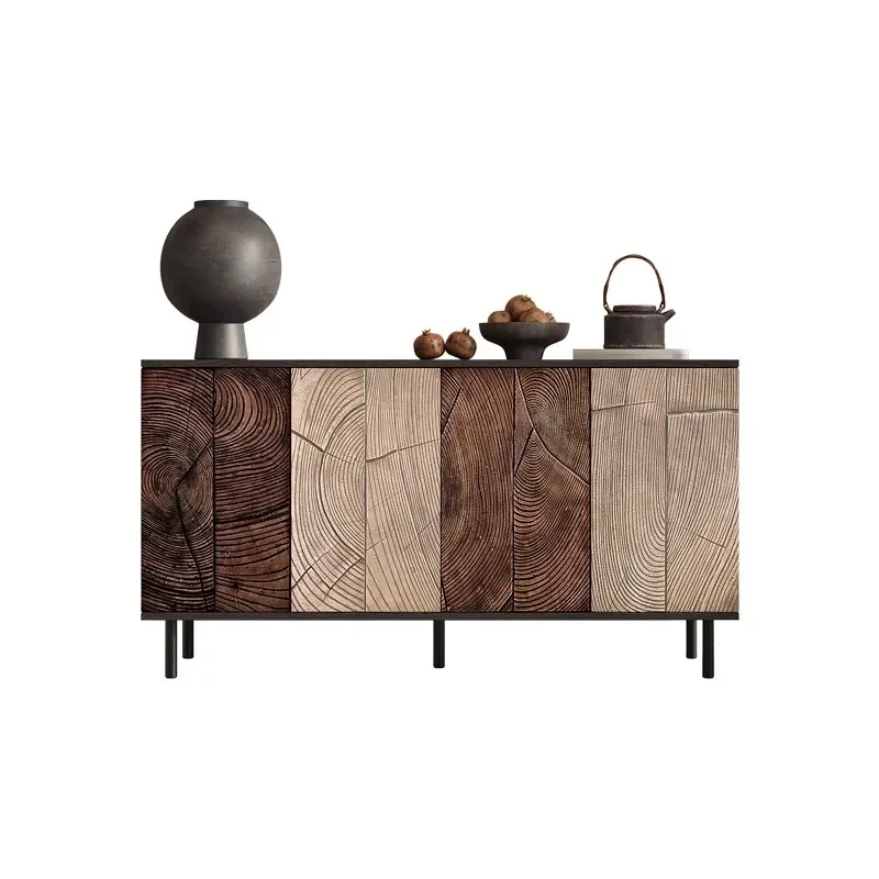 

Italian light luxury dining side cabinet solid wood carving living room wall storage decorative cabinet