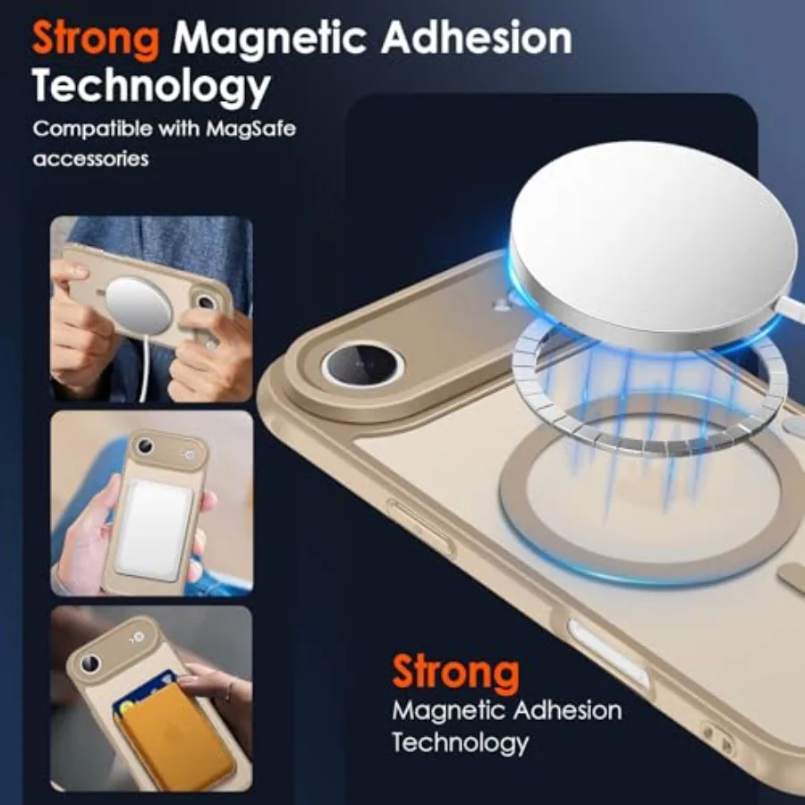 حافظة مغناطيسية لهاتف iPhone Air 6.5 بوصة مع حماية من الدرجة العسكرية وتوافق Magsafe بطول 15 قدم وشفافة بلوري #4