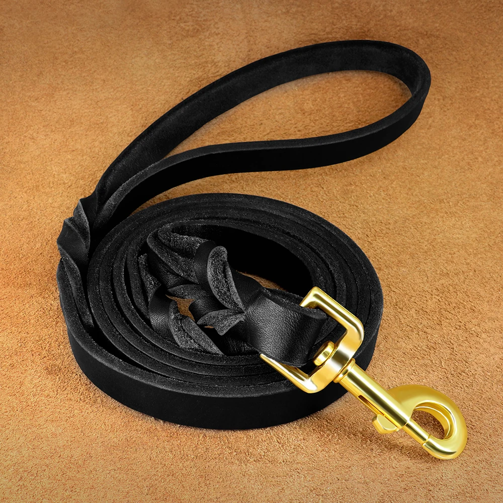 6ft Genuine Leather Dog Leash Rope Durable Pet Walking Training Leash Lead for Medium Large Dogs German Shepherds Strap Rope