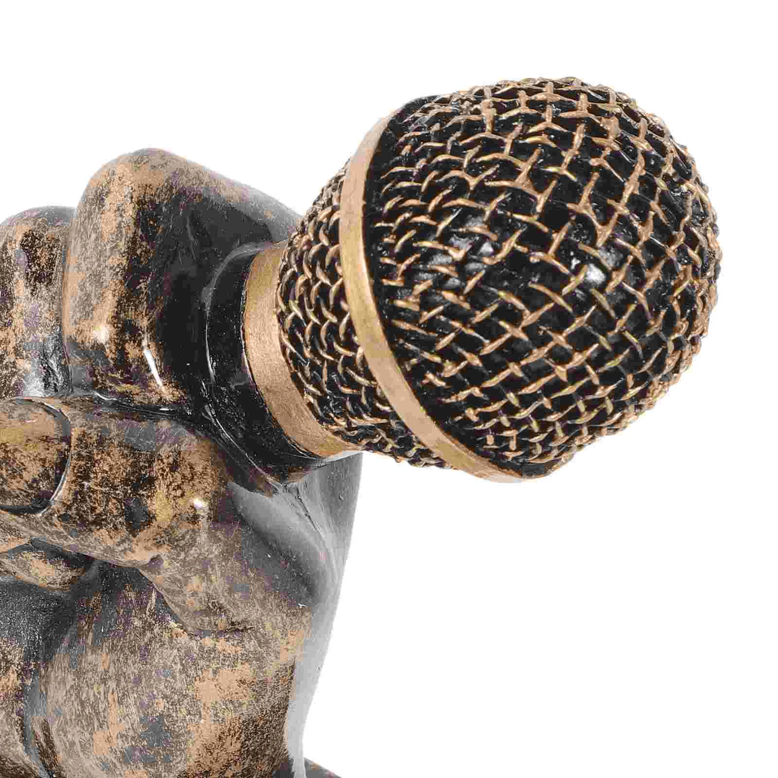 Mini Music Trophy Student Phone Mic Microphone Resin Vintage Model Participation