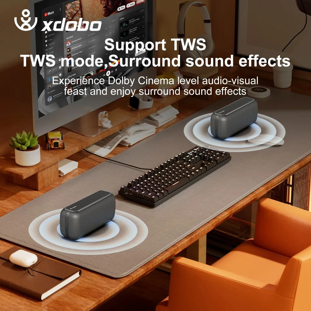 

XDOBO X8 60W Speakers 6600mAh IPX5 Waterproof Wireless Bluetooth Compatible Support TF/AUX TWS Boombox Portable Camping Supplies
