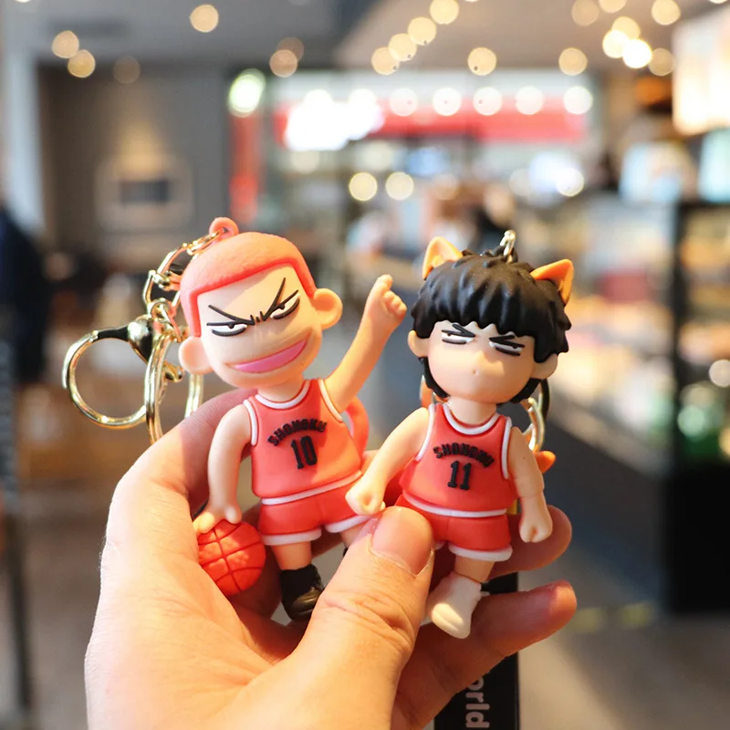 Cartoon Anime Kawaii Japan Slam Dunk Sakuragi Hanamichi Keychains PVC Figure Model Pendant Keyrings Figure Key Toys Gifts