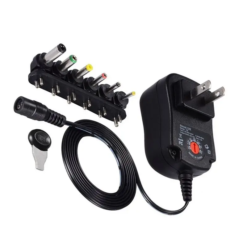 [NEW!A08R】 12W 3V 4.5V 5V 6V 7.5V 9V 12V 1.2A Adjustable Power Adapter AC/DC Universal 1.2A Switching Power Supply US Pl