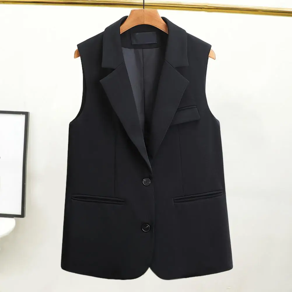 Spring Summer Fall Waistcoat Lightweight Suit Jacket Elegant Women's Sleeveless Vest with Double Buttons Western for Ladies