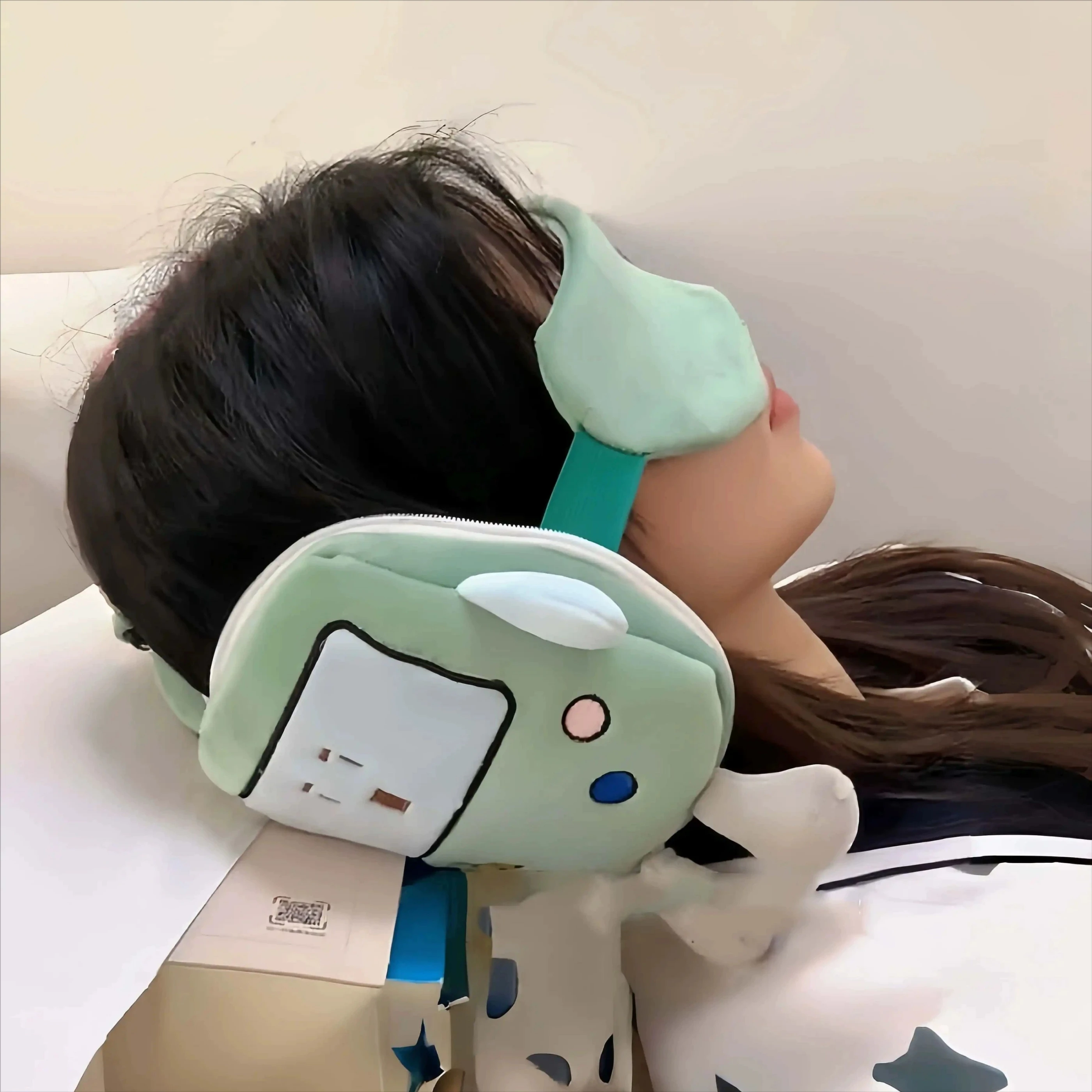 2-in-1 Travel Portable Pillow Deformation Sleeping Eye Mask Pillow Cartoon Cute Multifunctional Travel Flight Sleep Neck Pillow