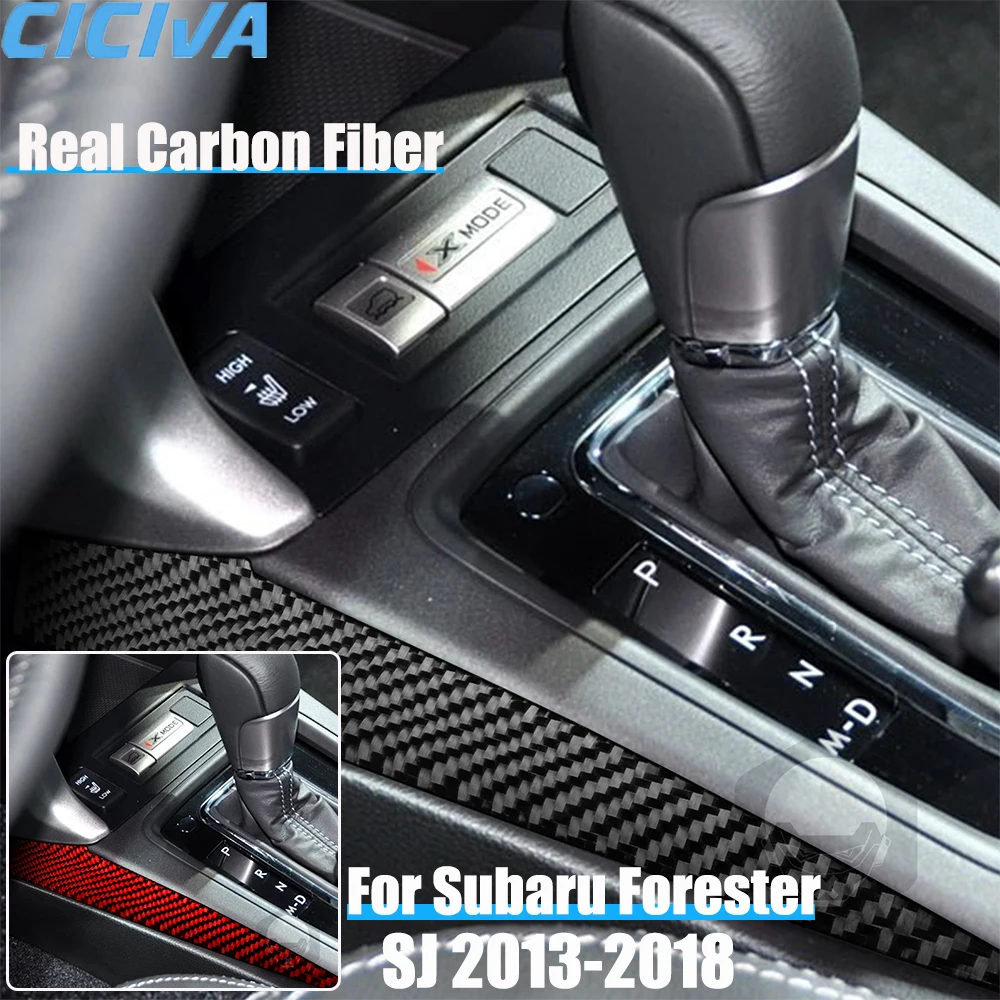 

Real Carbon Fiber Car Accessories Gear Shift Side Trim Cover Soft Sticker For Subaru Forester SJ 2013 2014 2015 2016 2017 2018