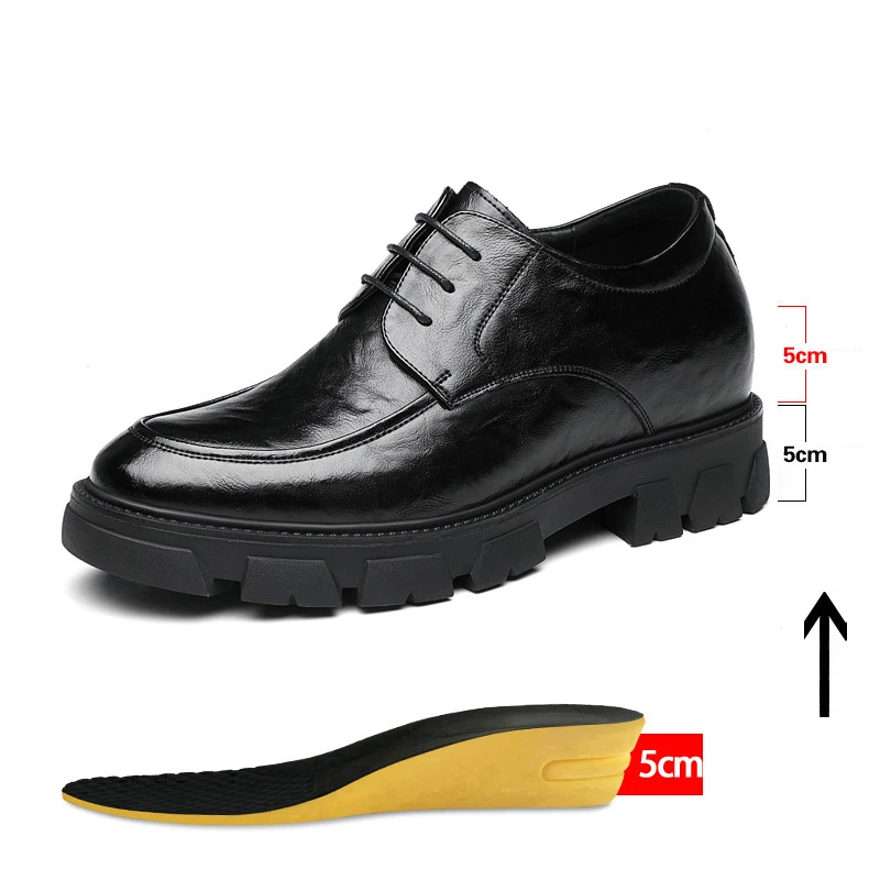 Men Dress Shoes Elevator Shoes Platform High Heels Height Increase Business Casual Man Heightening Shoes 10 8CM Moccasins Taller