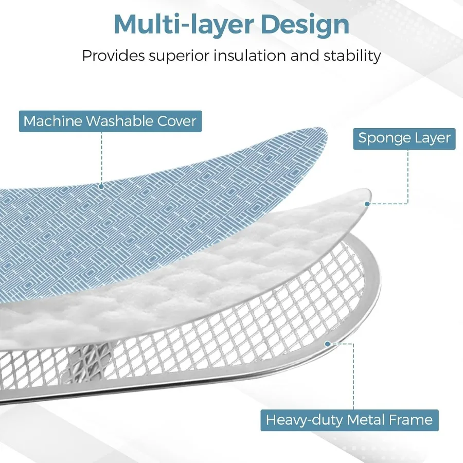 لوح كي بالحجم الكامل، حامل حديد قابل للطي مقاس 57 بوصة × 15 بوصة مع ارتفاع 7 مستويات قابل للتعديل، غطاء كي مقاوم للحرارة، شديد التحمل
