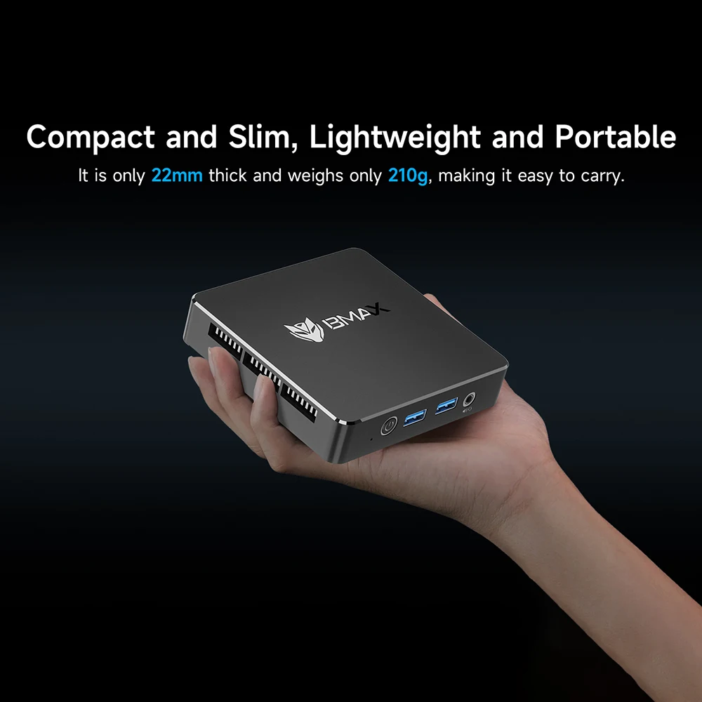 معالج BMAX MaxMini B4 Mini Intel N95 Intel UHD Graphics 12GB LPDDR5 ذاكرة 256GB SSD 2.4 جيجا هرتز/5 جيجا هرتز ثنائي النطاق واي فاي ويندوز 11