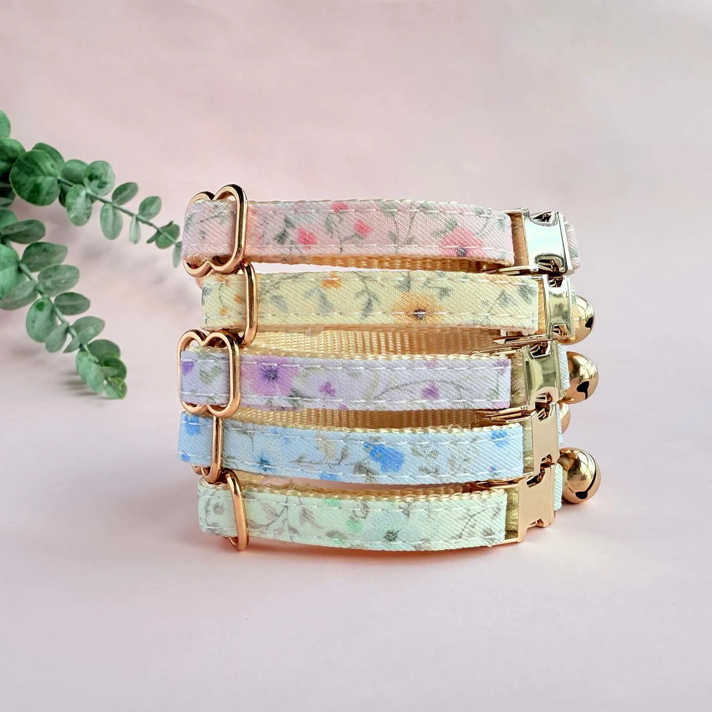 

Personalized Custom Name Ice cream color Floral Cat collar Adjustable Kitten collar Soft color for pet gift Cute cat accessories