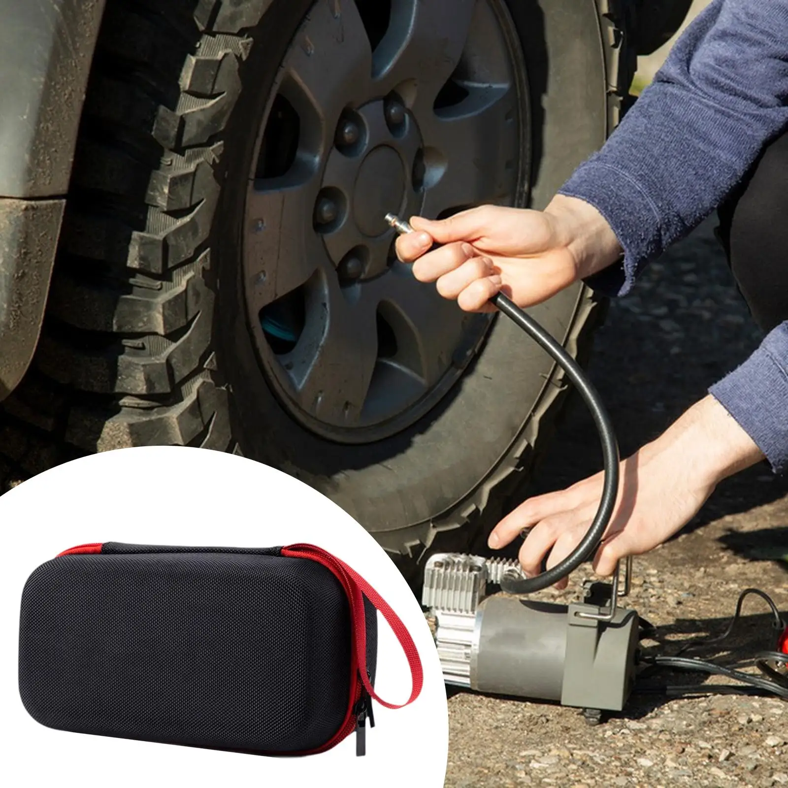 

Чехол для переноски воздушного насоса, портативный автомобильный органайзер, прочный, с застежкой-молнией, универсальный, жесткий защитный кейс для надувного насоса