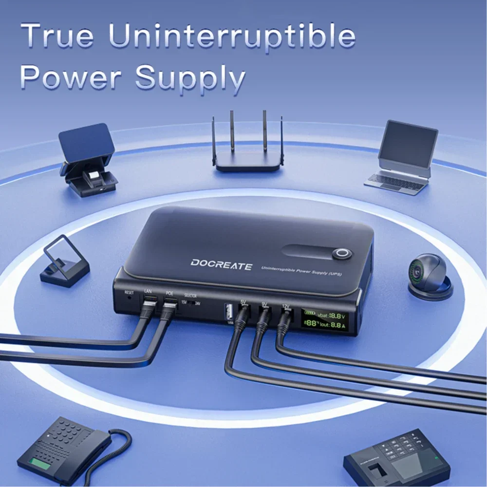 36W DC UPS Backup Power Supply For Router Cellphone Modem 5V/9V/12V/24V Output NO Battery EU/US Plug Uninterrupted Switching image 3