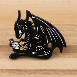 Black Dragon Enamel Pin Cute Badges on Backpack Brooches for Women Men Lapel Pins Cartoon Jewelry Cosplay Accessories Toys Gift