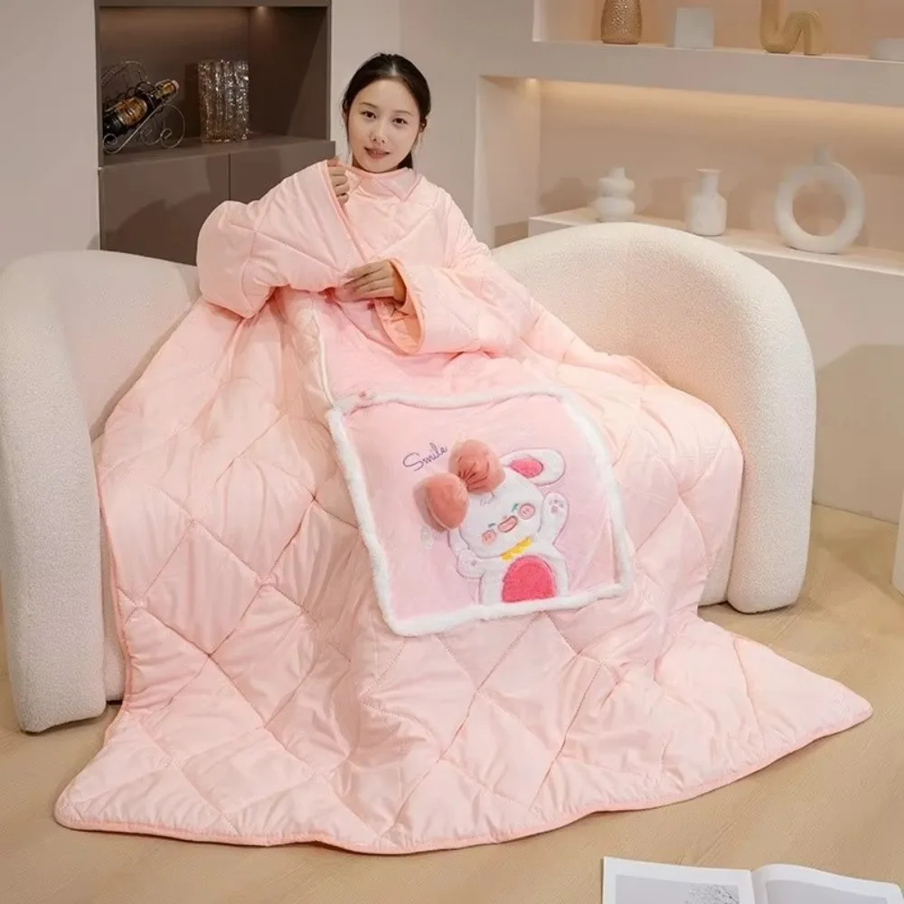 Winter Wearable Blanket Hoodie 2 in 1 with Sleeves Cozy Fleece Throw Wrap Warm Multi Functional Sweatshirt Blanket for Mom Women