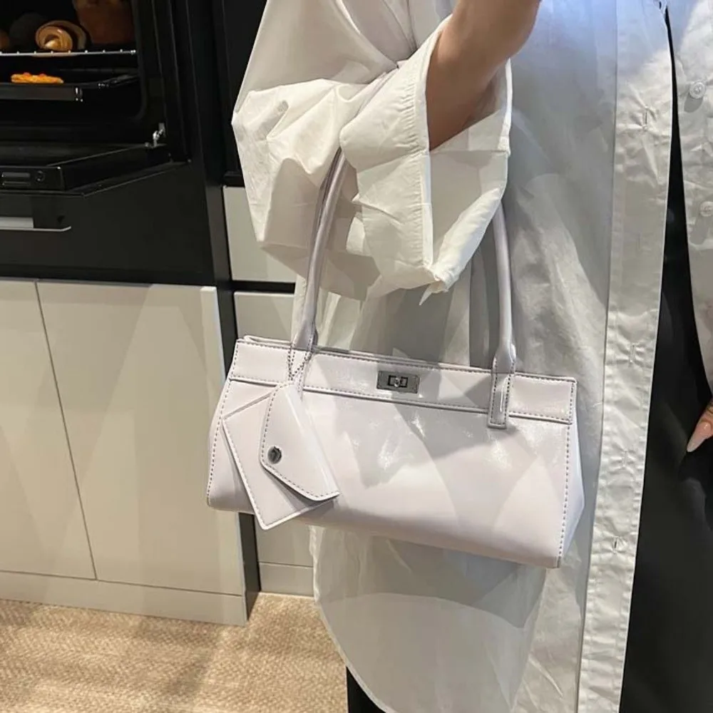 

Shopping Sweet French Stick Handbag 2 IN 1 Y2K PU Shoulder Bag Solid Color Hanging Pouch Texture Underarm Bags Women
