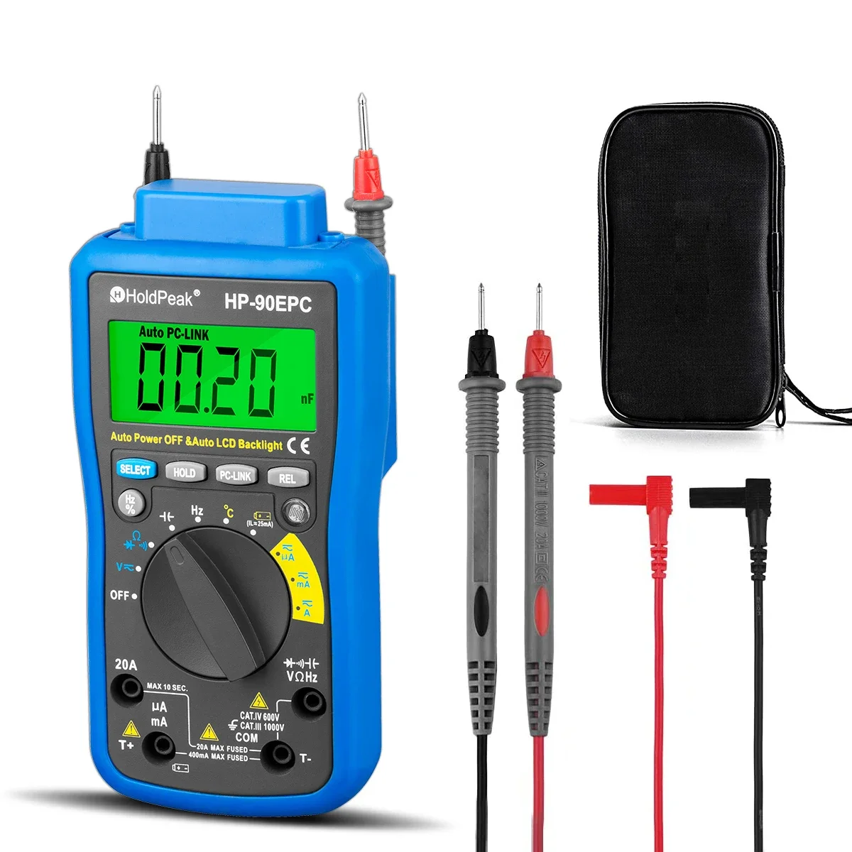 HoldPeak HP-90EPC Multimetro Digital USB Multimeter AC/DC Voltage Current C/F Temperature Tester DMM USB Interface Support PC