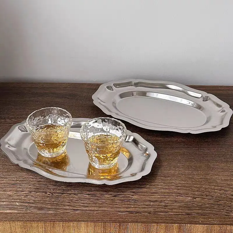 

304 stainless steel steamed fish plate Korean denier oval plate tray snack fruit tray