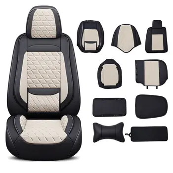 Kompletní sada potahů na autosedačky z kůže, prodyšný chránič sedadla, sada 5 potahů na přední a zadní sedadla 10 nejlepší prodej Potahy sedadel Toyota Harrier - №2