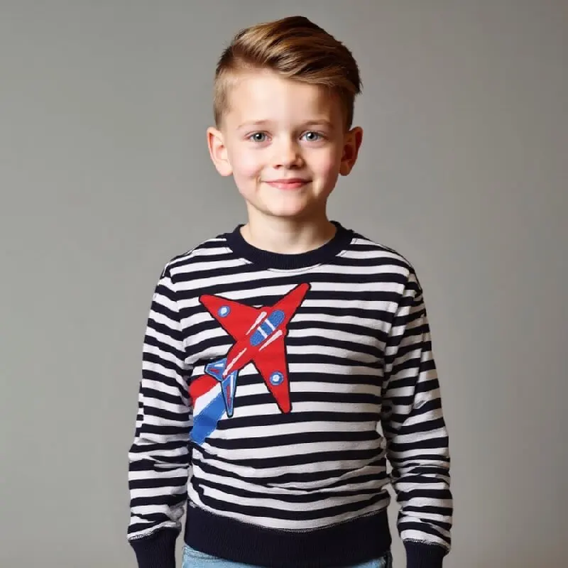 

Little maven Spring Autumn Cartoon Aircraft Baby Boy Sweatshirt Children’s Clothing Striped Top Kids Clothes 2-7 Years Sportwear