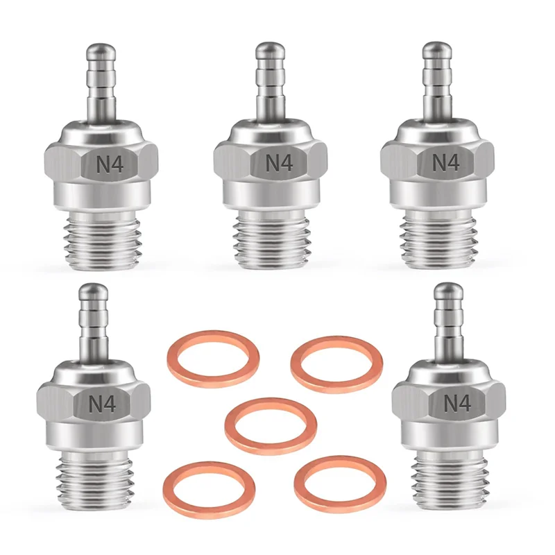 ABTC-5Pcs Hot Glow Plug N4 Spark Nitro Engine Replacement Parts Accessories OS For HSP HPI Redcat 1/8 1/10 RC Car Truck
