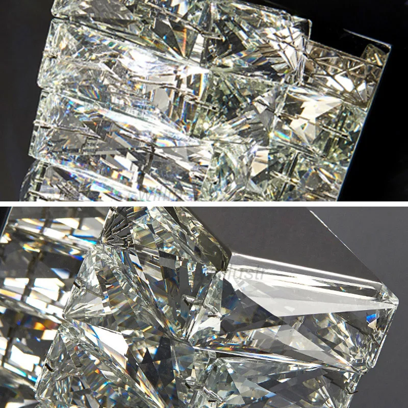 Modern Stainless Steel Crystal LED Wall Light Luxury Sconce Lamp for Hotel Lobby Aisle Cafe Bar Villa - Chrome Finish Creative L