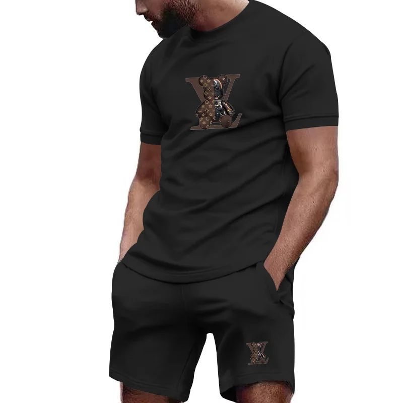 

Men's summer new fashion 2026 casual pullover super comfortable sports set, basketball short sleeved T-shirt+shorts two-piece se