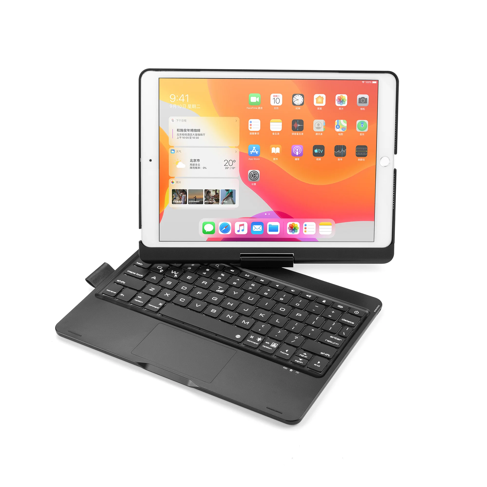 Casing Keyboard Nirkabel Berputar 360 Derajat Cocok untuk Ipad 10.2 dan Pro10.5 dengan Lampu Latar Warna-warni dan Fungsi Mouse Sentuh