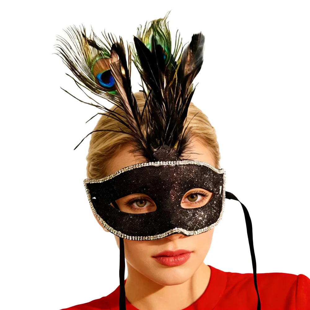 

Маска-полумаска с перьями для косплея принцессы, маска для глаз королевы, карнавальная маскарадная маска, реквизит для Хэллоуина, костюм для вечеринки, высокое качество
