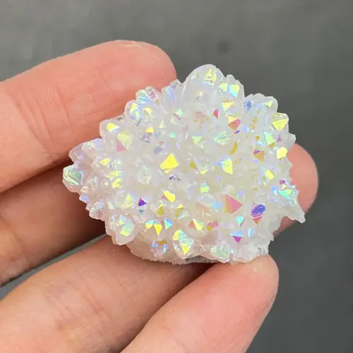 1pc Angel Aura Quartz Cluster, Rainbow Crystal Geode, Raw Natural Electroplating Quartz Rainbow Color, home decoration stones - Image 9