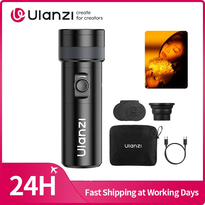

Ulanzi LM01 Photography Flashlight 4-Color RGB Zoomable Sunset Light Ambience Light 7500mAh 4.5h Runtime